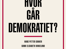 Bokomslag for boka "hvor går demokratiet?". Boka er i lys farge, med røde marger og en feit svart tekst for tittelen. 