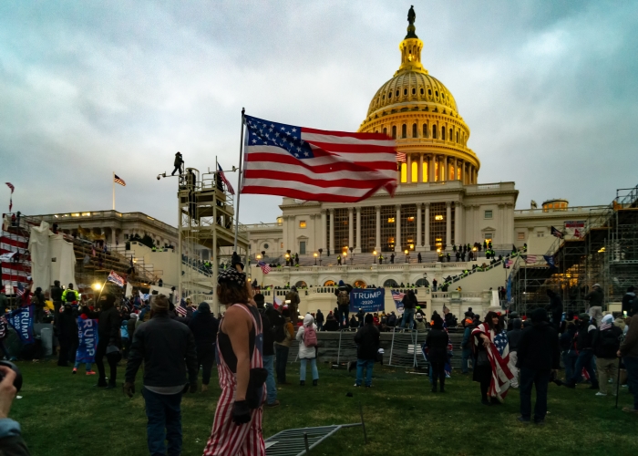 Foto fra stormingen av kongressen i USA i januar 2021. 